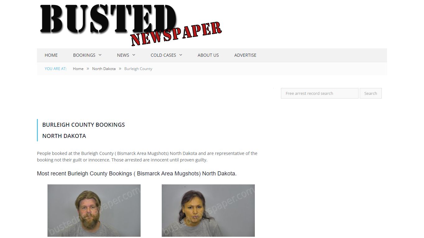 Burleigh County, ND ( Bismarck Area ND ) Mugshots - BUSTED NEWSPAPER